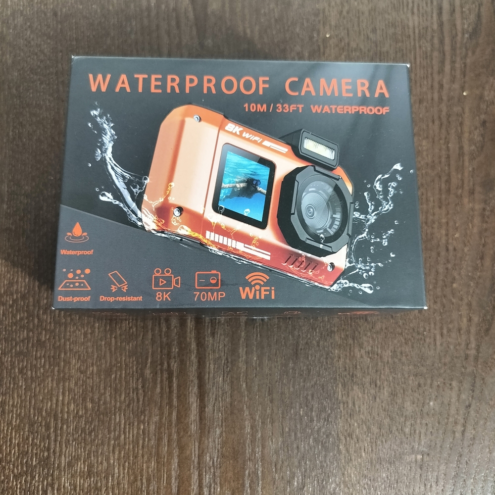 8K Waterproof Orange Camera with WiFi